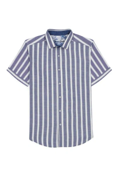 Robert Graham Preston Stripe Cotton Blend Button-up Shirt In Blue