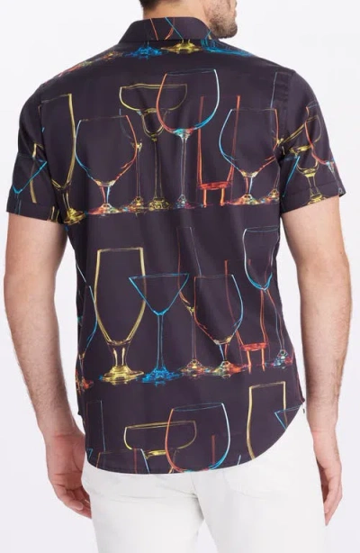 Robert Graham Neon Nights Short Sleeve Button Down Shirt In Blue