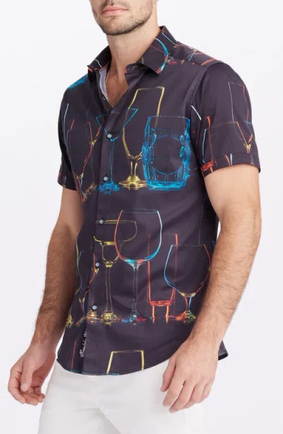 Robert Graham Neon Nights Short Sleeve Button Down Shirt In Blue