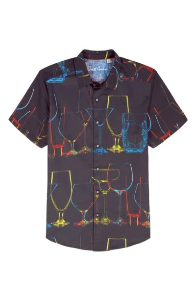 Robert Graham Neon Nights Short Sleeve Button Down Shirt In Blue