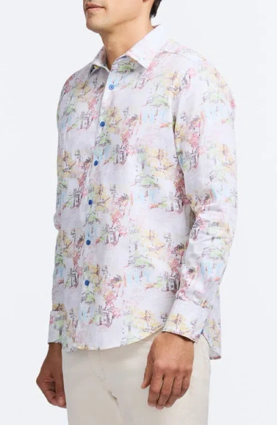 Robert Graham Payson Tropical Villa Print Stretch Cotton Button-up Shirt In Multi