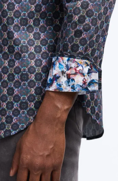 Robert Graham Bramston Mosaic Print Stretch Cotton Button-up Shirt In Blue