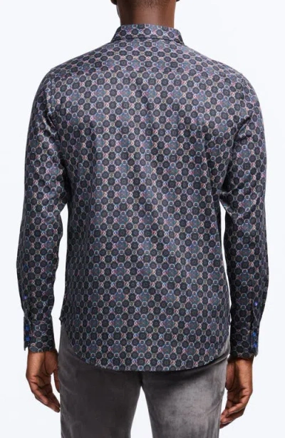Robert Graham Bramston Mosaic Print Stretch Cotton Button-up Shirt In Blue