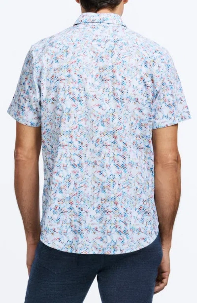 Robert Graham Elgar Abstract Print Short Sleeve Cotton Seersucker Button-up Shirt In Blue