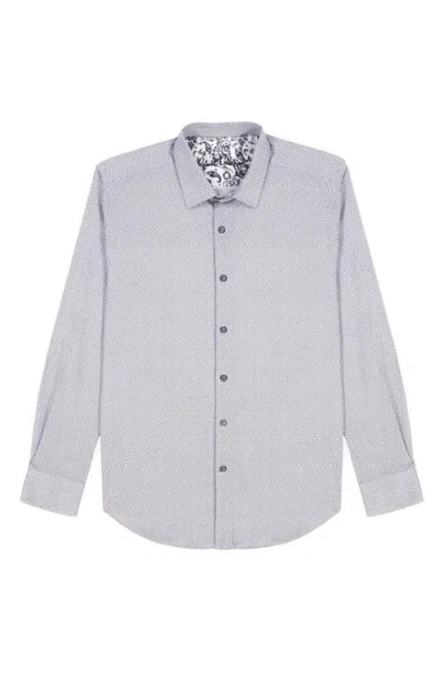 Robert Graham Cheslyn Geometric Print Stretch Cotton Button-up Shirt In Gray