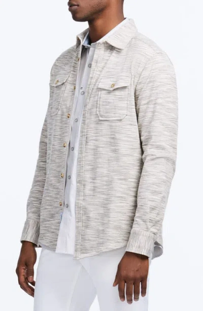 Robert Graham Storrs Space Dye Knit Cotton Blend Button-up Shirt In Gray