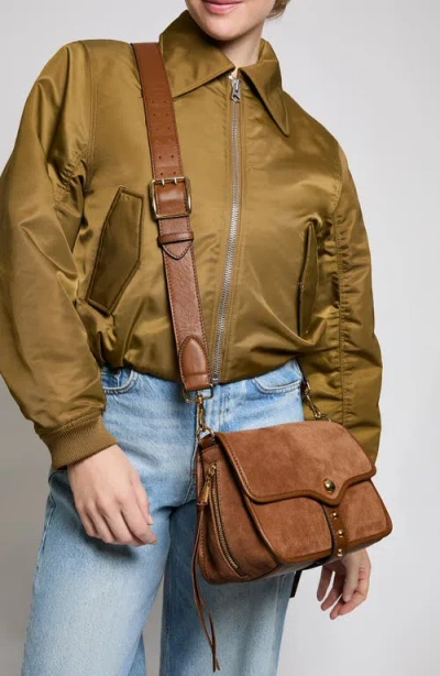 Aimee Mini Great Escape Suede Crossbody Bag In Brown