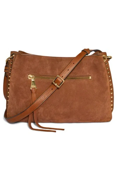 Aimee Roma Suede Shoulder Bag In Brown