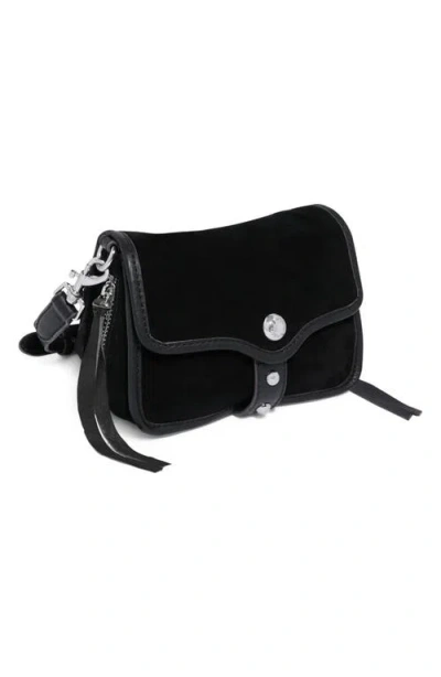 Aimee Mini Great Escape Suede Crossbody Bag In Black