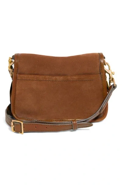 Aimee Mini Great Escape Suede Crossbody Bag In Brown