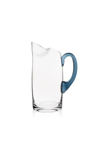 Caskata Les Nuages Blue Handled Pitcher In Blue