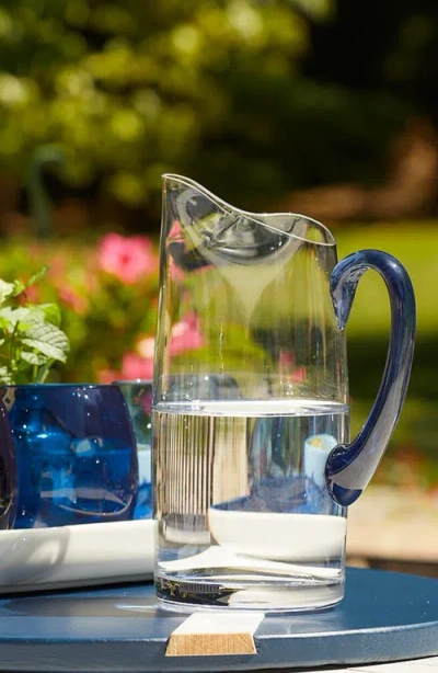 Caskata Les Nuages Blue Handled Pitcher In Blue