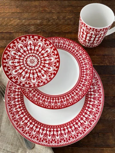 Caskata Casablanca Crimson Rimmed Dinner Plate In Red