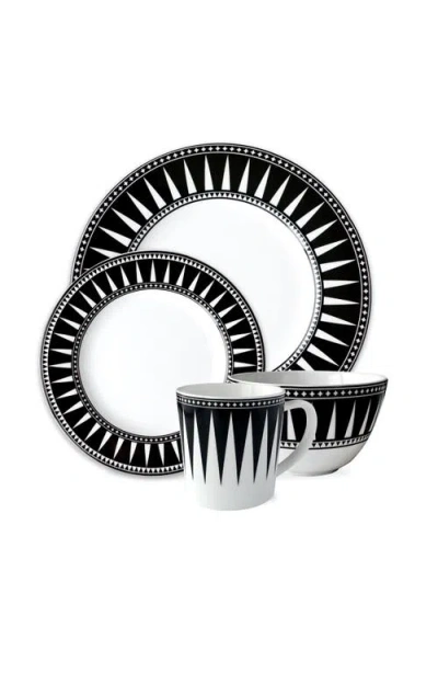 Caskata Marrakech Rimmed Dinner Plate In Black