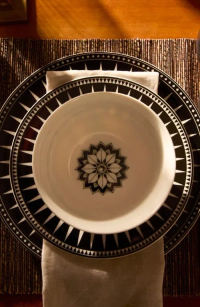 Caskata Marrakech Rimmed Dinner Plate In Black