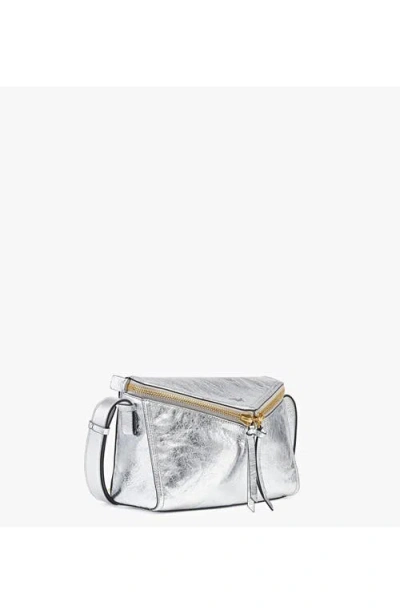 Mcm Diamant 3d Shoulder Bag In Metallic Calf Leather In Silver
