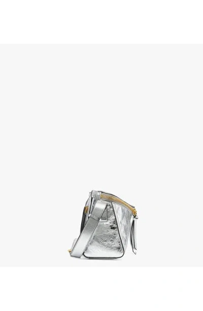 Mcm Diamant 3d Shoulder Bag In Metallic Calf Leather In Silver