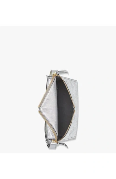Mcm Diamant 3d Shoulder Bag In Metallic Calf Leather In Silver