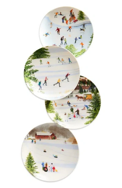 Caskata X Felix Doolittle "winter Wonderland" Plates, Mixed Set Of 4 In Multi