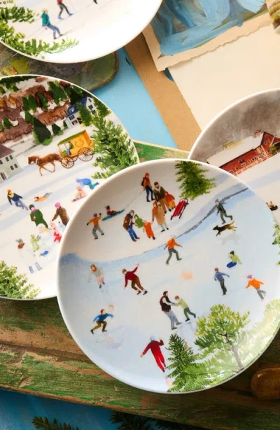 Caskata X Felix Doolittle "winter Wonderland" Plates, Mixed Set Of 4 In Multi