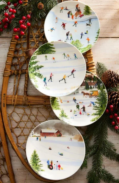 Caskata X Felix Doolittle "winter Wonderland" Plates, Mixed Set Of 4 In Multi