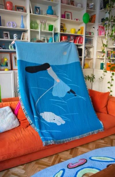 Slowdown Studio Woven Throw Blanket In Blue