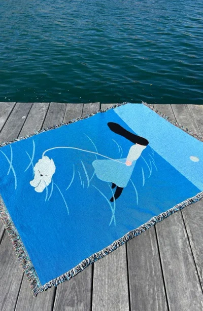 Slowdown Studio Woven Throw Blanket In Blue