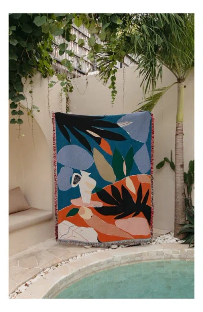 Slowdown Studio Woven Throw Blanket In Blue