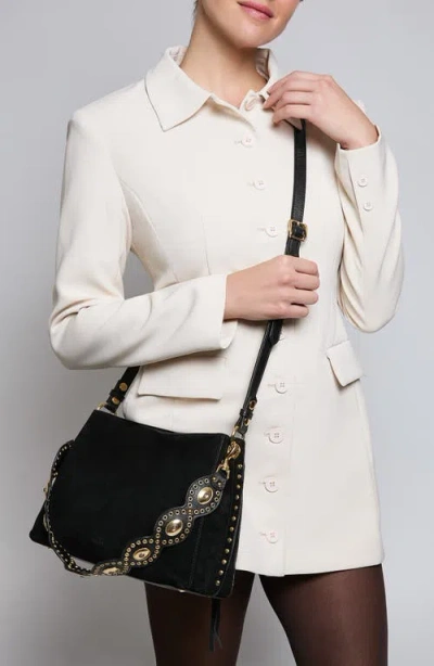 Aimee Roma Suede Shoulder Bag In Black
