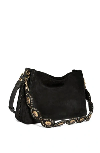 Aimee Roma Suede Shoulder Bag In Black