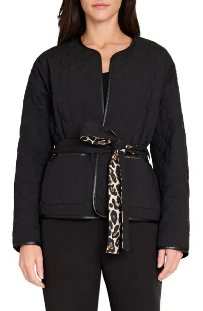 Tahari Asl Quilted Reversible Jacket In Black