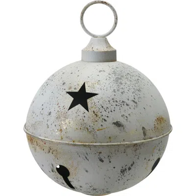 Storied Home Large Metal Bell Ornament With Star Cut-outs In Gray
