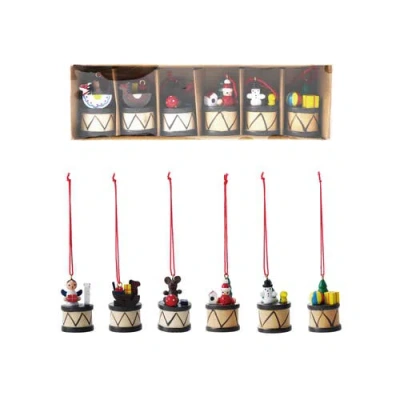 Storied Home 6-piece Wood Holiday Drum Ornaments, Multicolor In Multi