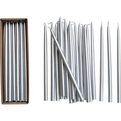 Storied Home 24-piece Unscented Thin Taper Candles In Silver