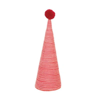Storied Home Wool Yarn Wrapped Tree With Pom Pom, Red In Red