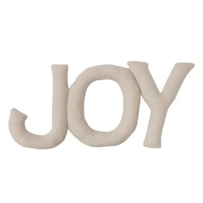 Storied Home Woven Cotton Slub "joy" Shaped Pillow, Natural In Neutral