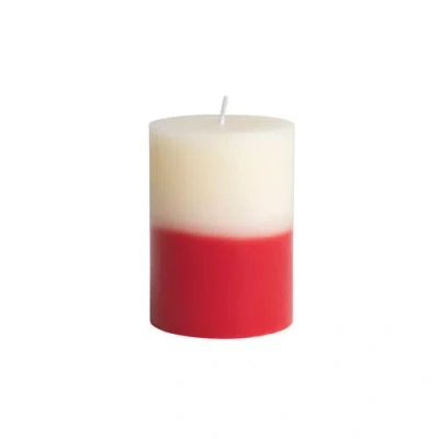 Storied Home Unscented Two-tone Pillar Candle In Red
