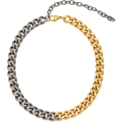 St. Moran Two-tone Curb Chain Necklace In Multi