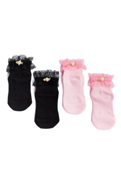 Arebesk Diana Ruffle Assorted 2-pack Grip Socks In Multi