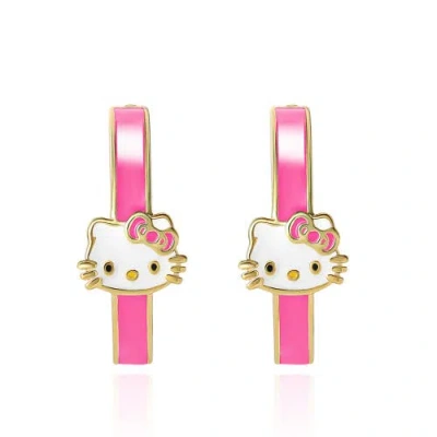 Hello Kitty Enamel Pink Post Hoop Earrings In Multi