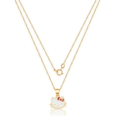 Hello Kitty Sanrio Womens Gold Necklace 18" Official License, 10k Gold Necklace With Enamel Pendant In Gold