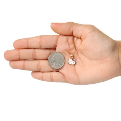 Hello Kitty Sanrio Womens Gold Necklace 18" Official License, 10k Gold Necklace With Enamel Pendant In Gold