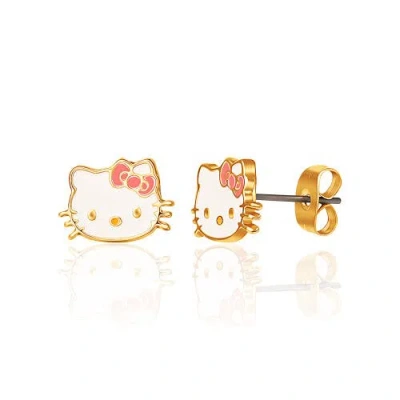 Hello Kitty Flash Stud Earrings And Plated Necklace, 18"+3" In Gold