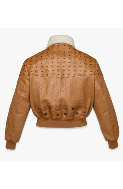 Mcm Shearling Bomber Jacket In Brown