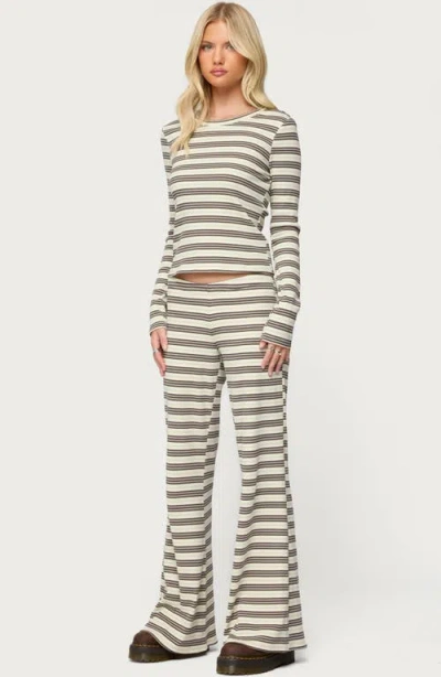 Edikted Avalie Striped Ribbed Pants In Multi