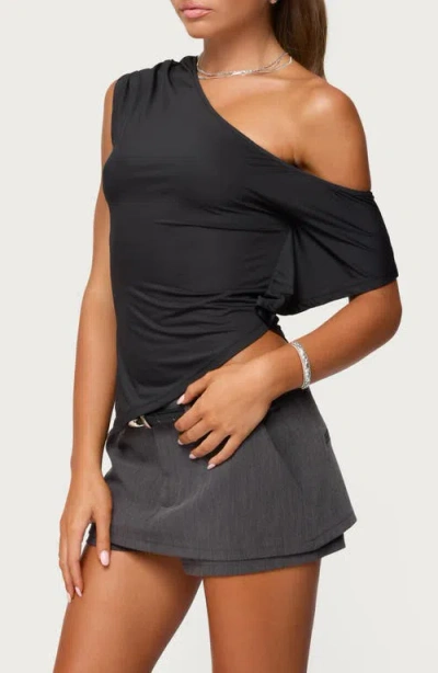 Edikted Katana Asymmetric Off Shoulder Top In Black