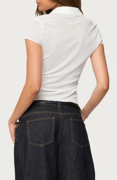 Edikted Geena Semisheer Button-up Shirt In White