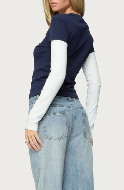 Edikted Boston Layered Long Sleeve T-shirt In Blue