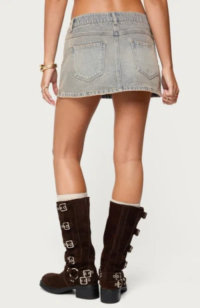 Edikted Mud Low Rise Wrap Denim Miniskort In Brown
