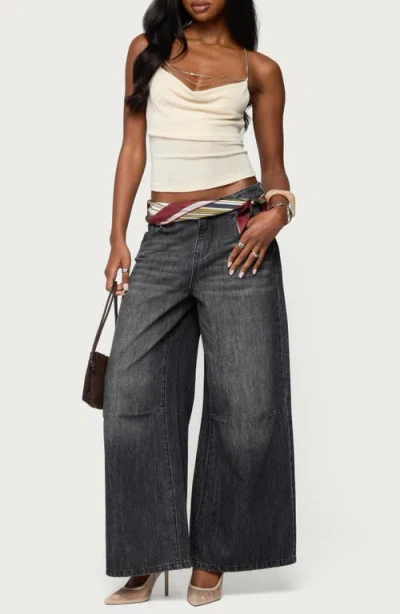 Edikted Khloey Plunge Cowl Neck Chain Crop Halter Top In Neutral